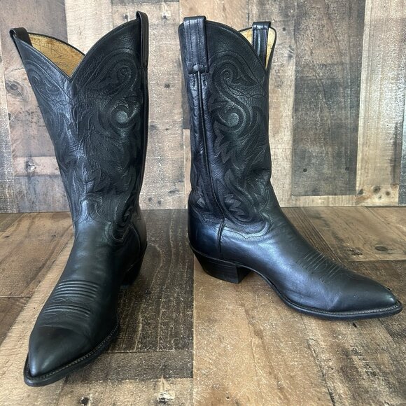 Panhandle Slim Vintage Classic Black Western Cowboy Boots Mens 10 EE - Picture 11 of 12
